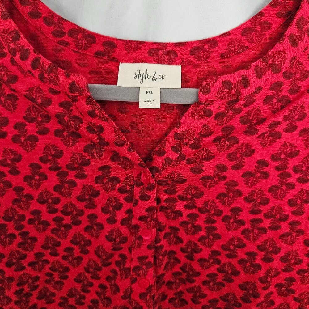 Long Sleeve, Split-Neck Blouse - Picture 3 of 5